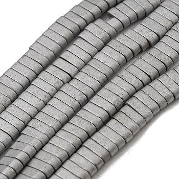 Electroplated Non-magnetic Synthetic Hematite Beads Strands, Rectangle, Matte Style, 2-Hole, Silver, 6x2x3mm, Hole: 1.2mm, about 199pcs/strand, 15.75 inch(40cm)