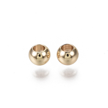 Brass Beads, Nickel Free, Round, Real 18K Gold Plated, 4x3mm, Hole: 2mm