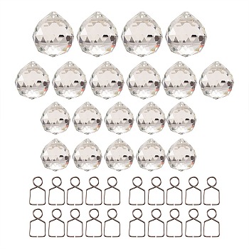 Teardrop Transparent K9 Glass Pendants, Crystal Ball Prism Hanging Pendants, for Windows, Feng Shui, with 304 Stainless Steel Chandelier Connectors Clips Pins, Stainless Steel Color, Transparent K9 Glass Pendants: 34pcs/box