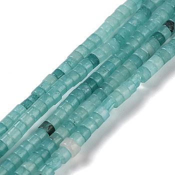 Natural Jade Beads Strands, Disc, Dyed, Heishi Beads, Dark Cyan, 2x3mm, Hole: 0.8mm, about 178pcs/strand, 15.04''(38.2cm)