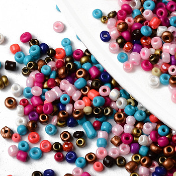 12/0 Glass Seed Beads, Baking Paint, Round Hole, Round, Mixed Color, 12/0, 2~2.5x1.5~2mm, Hole: 0.8mm, about 44000pcs/bag, about 450g/bag