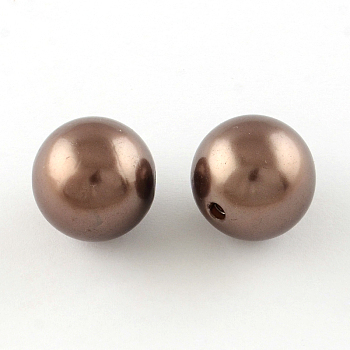 Round ABS Plastic Imitation Pearl Beads, Camel, 20mm, Hole: 2mm, about 120pcs/500g