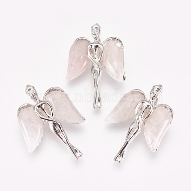 Platinum Angel & Fairy Rose Quartz Pendants