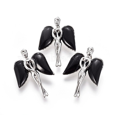 Platinum Angel & Fairy Obsidian Pendants