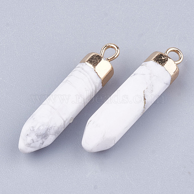 Electroplate Natural Howlite Pointed Pendants(G-S344-07A)-2