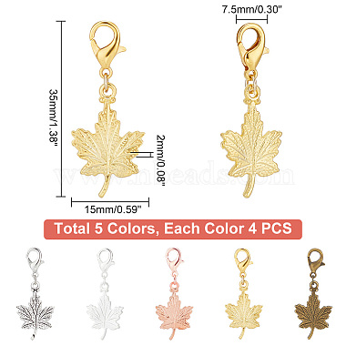 20pcs Maple Leaf Alloy Pendants Decorations Set(HJEW-AR0001-10)-2