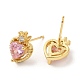 Rack Plating Brass Crown with Love Stud Earrings with Cubic Zirconia(EJEW-D061-60G)-2