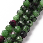 Natural Ruby in Zoisite Beads Strands, Round, Faceted, 6mm, Hole: 0.8mm, about 61~62pcs/strand, 15.35 inch(39cm)(G-S362-109D)
