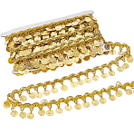 Metallic Braided Lace Trim, with Brass Flat Round Tassel, Costume Accessories, Gold, 36x1.5mm(DIY-WH0308-592)