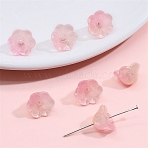 10Pcs Gradient Color Transparent Glass Bead Caps, Six-Petal Flowers, Orchid, Flamingo, 12x7mm(PW-WG464DA-27)