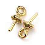 Brass Peg Bails Pendants, Pumpkin-shaped For Half Drilled Beads, Real 14K Gold Plated, 9mm, Hole: 1mm, Pin: 1mm(KK-WH0046-30)