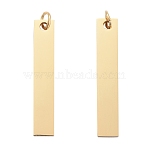 304 Stainless Steel Pendants, Manual Polishing, Rectangle, Stamping Blank Tag, Golden, 32x6x1.5mm, Hole: 3mm(STAS-S105-T605D-2)