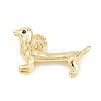 Brass Enamel Pendants, Dog Charms, Long-Lasting Plated, Rack Plating, Lead Free & Cadmium Free, Real 18K Gold Plated, 14x23.5x5.5mm, Hole: 3.5mm(KK-F938-43G)