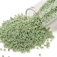 TOHO Round Seed Beads, Japanese Seed Beads, Frosted, (560F) Matte Galvanized Kiwi, 11/0, 2.2mm, Hole: 0.8mm, about 1110pcs/bottle, 10g/bottle(SEED-JPTR11-0560F)