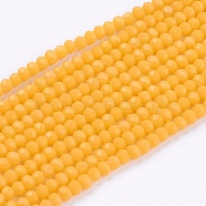 Opaque Solid Color Glass Bead Strands, Imitation Jade, Faceted, Rondelle, Orange, 3x2mm, Hole: 0.8mm, about 185~190pcs/strand, 15.5~16 inch(39.3~40.6cm)(X-GLAA-F078-A05)