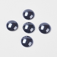 Non-magnetic Synthetic Hematite  Cabochons, Grade A, Half Round, Black, 14x4mm(X-G-S076-14mm)