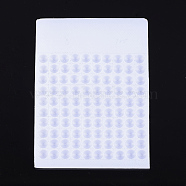 Plastic Bead Counter Boards, White, for Counting 4mm 100 Beads, 7.8x5.3x0.4cm(TOOL-G001)