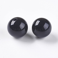 Natural Black Onyx Beads, Half Drilled, Dyed & Heated, Round, 8mm, Hole: 1mm(G-K275-13-8mm)