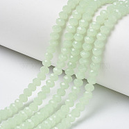 Glass Beads Strands, Imitation Jade, Faceted, Rondelle, Pale Green, 8x6mm, Hole: 1mm, about 64~65pcs/strand, 40~41cm(EGLA-A044-J8mm-D01)