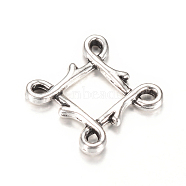 Tibetan Style Alloy Chandelier Components Links, Rhombus, Cadmium Free & Lead Free, Antique Silver, 21x21x2mm, Hole: 2x1mm, about 880pcs/1000g(TIBE-Q064-22AS-RS)