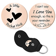 1Pc 201 Stainless Steel Commemorative Coins, Inspirational Quote Coin, Flat Round, with 1Pc PU Leather Guitar Clip, Heart, Coin: 30x2mm(AJEW-CN0001-92B-04)