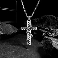 Stainless Steel Pendant Necklaces for Men, Antique Silver, Cross, 23.62 inch(60cm)(FS-WG233B8-08)