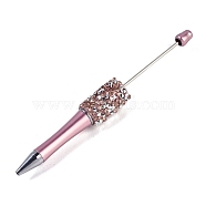 Beadable Pen, Plastic Ball-Point Pen, with Iron Rod & Rhinestone, for DIY Personalized Pen with Jewelry Beads, Flamingo, 147~155x16mm(MAK-A018-05B)