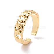Brass Curb Chains Shape Open Cuff Ring for Women, Cadmium Free & Lead Free, Real 18K Gold Plated, US Size 7 1/2(17.7mm)(RJEW-P034-07G)