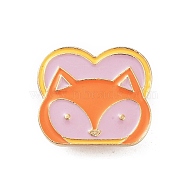 Alloy Enamel Brooches, Light Gold Enamel Pin, Fox, 25x28x2mm(JEWB-K021-03I-KCG)