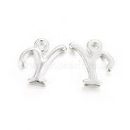 Silver Color Plated Alloy Letter Pendants, Rack Plating, Cadmium Free & Lead Free, Letter.Y, 13x10x2mm, Hole: 1.5mm(PALLOY-J718-01S-Y)