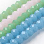Glass Beads Strands, Imitation Jade Style, Faceted, Rondelle, Mixed Color, 8x6mm, Hole: 1mm, about 68~70pcs/strand, 15 inch(GR8mmY-M)