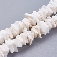 Natural Sea Shell Beads Strands, Dyed, Square Heishi Beads, White, 1~3.5x4.5~10x4.5~10mm, Hole: 0.5mm, 16.1 inch~16.9 inch(BSHE-K012-08E)