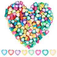 320Pcs 8 Colors Handmade Polymer Clay Beads, Heart, Mixed Color, 9x9~10x4~5mm, Hole: 1.5mm, 40pcs/color(CLAY-SZ0001-83)