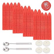 CRASPIRE DIY Scrapbook Kits, Including Candle, Stainless Steel Spoon and Sealing Wax Sticks, Orange Red, 9x1.1x1.1cm, 20pcs(DIY-CP0002-71D)