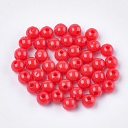 Opaque Plastic Beads, Round, Red, 6x5.5mm, Hole: 1.8mm, about 4790pcs/500g(KY-T005-6mm-604)