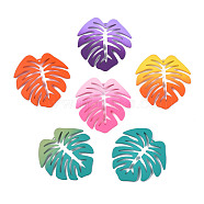 Spray Painted Iron Pendants, Tropical Leaf, Mixed Color, 46x44x4.5mm, Hole: 1.6mm(IFIN-N008-025)