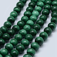 Natural Malachite Beads Strands, Grade A, Round, 8mm, Hole: 0.7mm, about 48pcs/strand, 15.5 inch(39.5cm)(G-F571-27A1-8mm)