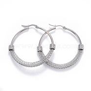 304 Stainless Steel Hoop Earrings, Hypoallergenic Earrings, Stainless Steel Color, 47x48x6mm, Pin: 0.7x1mm(EJEW-L232-032C-P)
