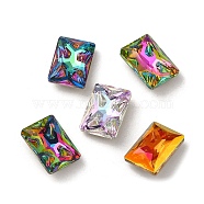 Glass Rhinestone Cabochons, Point Back & Back Plated, Faceted, Rectangle, Mixed Color, 14x10x5.5mm(RGLA-P036-03A-M)