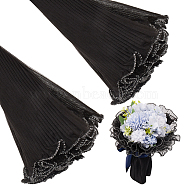 2 Bags Organza Flower Bouquet Wrapping Paper, Black, 282x0.5mm(DIY-GF0009-61A-01)