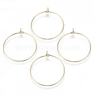 Brass Wine Glass Charms Rings, Hoop Earring Findings, DIY Material for Basketball Wives Hoop Earrings, Nickel Free, Real 18K Gold Plated, 35x30x0.7mm, 21 Gauge(KK-R112-037B-NF)