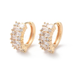 Rack Plating Brass Clear Cubic Zirconia Hoop Earrings, Long-Lasting Plated, Real 18K Gold Plated, 16.5x7mm, Pin: 0.8mm(EJEW-S241-07G)