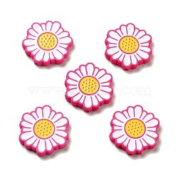 Opaque Acrylic Beads, with Enamel, Sunflower, Deep Pink, 24.5x23x4mm, Hole: 1.5mm(ACRC-I001-03A)
