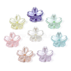 Acrylic Imitation Pearl Beads, Sakura Flower, Mixed Color, 11x11.5x4mm, Hole: 1.4mm(OACR-N012-002)