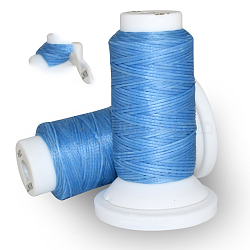 Flat Waxed Polyester Cord, for Leather Sewing Stitching, Cornflower Blue, 0.8mm, about 54.68 yards(50m)/roll(OCOR-E021-A18)