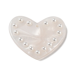 Acrylic Pendant, with Plastic Pearl, Heart, WhiteSmoke, 25x30x4mm, Hole: 1.4mm(MACR-K352-02B)