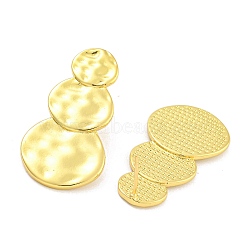 Rack Plating Flat Round Brass Stud Earrings for Women, Cadmium Free & Lead Free, Long-Lasting Plated, Real 18K Gold Plated, 34x18.5mm(EJEW-G410-64G)