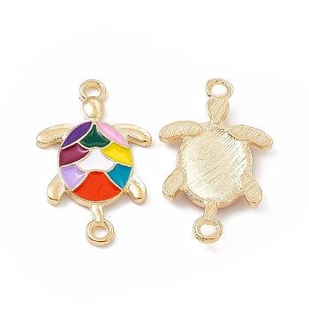 Alloy Enamel Connector Charms, Tortoise Links, Light Gold, Light Gold, 28x17x2.5mm, Hole: 2mm