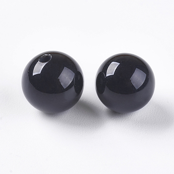 Natural Black Onyx Beads, Half Drilled, Dyed & Heated, Round, 8mm, Hole: 1mm