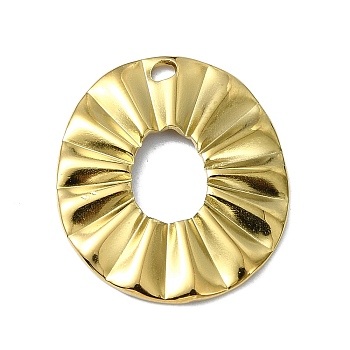 Ion Plating(IP) 304 Stainless Steel Pendants, Real 18K Gold Plated, Oval, 21x17.5x1.5mm, Hole: 1.6mm